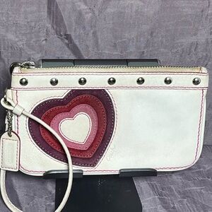 Coach White and Red Heart Clutch